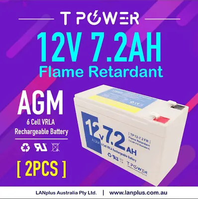 2x 12V 7.2Ah VRLA Battery >7Ah Flame Retardant 4 NBN Automatic Gate Home Alarm • $55.99